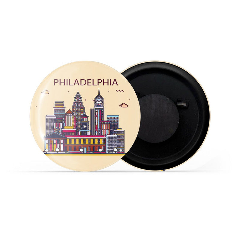 dhcrafts Fridge Magnet Brown Color Philadelphia Glossy Finish Design Pack of 1
